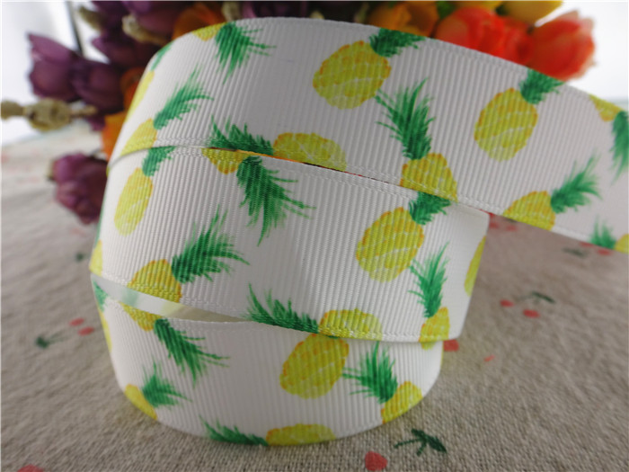 17102522,New arrival 7/8" (22mm) 10 yards/lot pineapple printed grosgrain ribbons cartoon ribbon DIY handmade materials