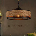 1pc Vintage Industrial Hemp Rope Hanging Lamp Bar Restaurant Round Chandelier Decorative Night Light