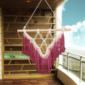 Macrame Wall Art Handmade Cotton Wall Hanging Tapestry with Lace Fabrics Bohemian Hone Deco