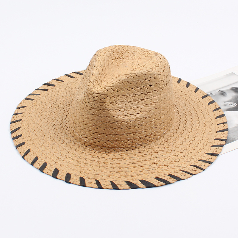 Summer sun Cap Sunscreen Sunshade Pull Phenanthrene Straw Hat The Wide Brim Sir Woman Hat Seaside Sandy Beach Hat outdoor