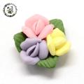 Handmade Porcelain Cabochons, China Clay Beads, Flower, Pink, 16~18x15~16x7~8mm