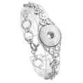 High Quality Antique Silver Plated Vintage Flowers Chains Snap Bracelet Bangles Fit 18MM Snap Buttons DIY Jewelry ZE357