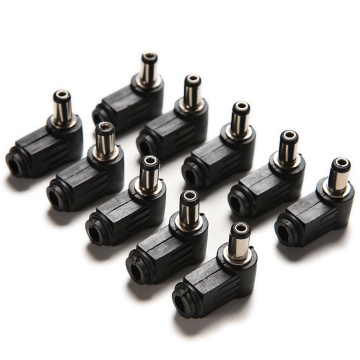 10PCS 90 Degree Right Angle 2.1mm DC Power Cable Male Plug Socket Soldering Cord Tip Adapter Connector 2.1x5.5mm black