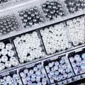 12 Grid 3D 3MM/4MM/5MM Pearls Nail Art Decoration White AB grey Champagne Semisphere Circle Beads Studs Manicure Jewelry Gems