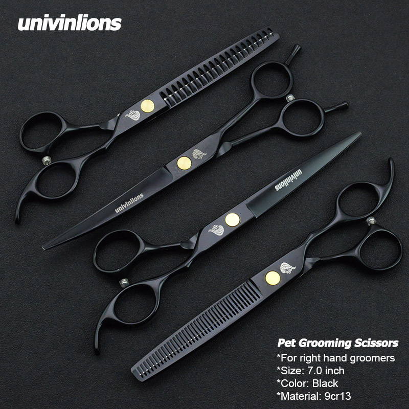 univinlions 7" dog grooming scissors pet dog shears animals cat cutting scissors dog thinning scissors up curved shear tools kit