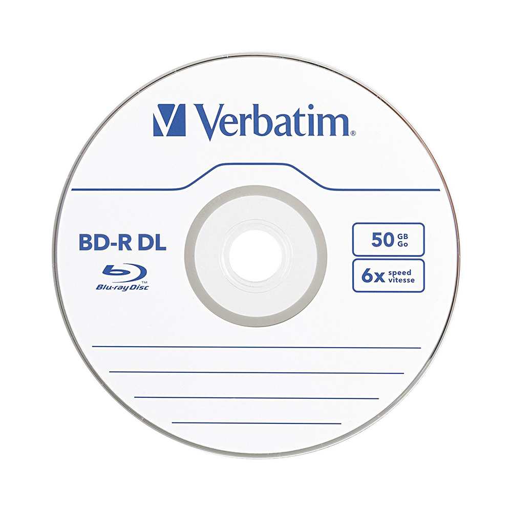 Verbatim BD-R DL 50GB 6X Blu-ray Blank Disc Double Dual Layer Recordable Media Branded Lot Blue Ray Disk Compact Data Storage