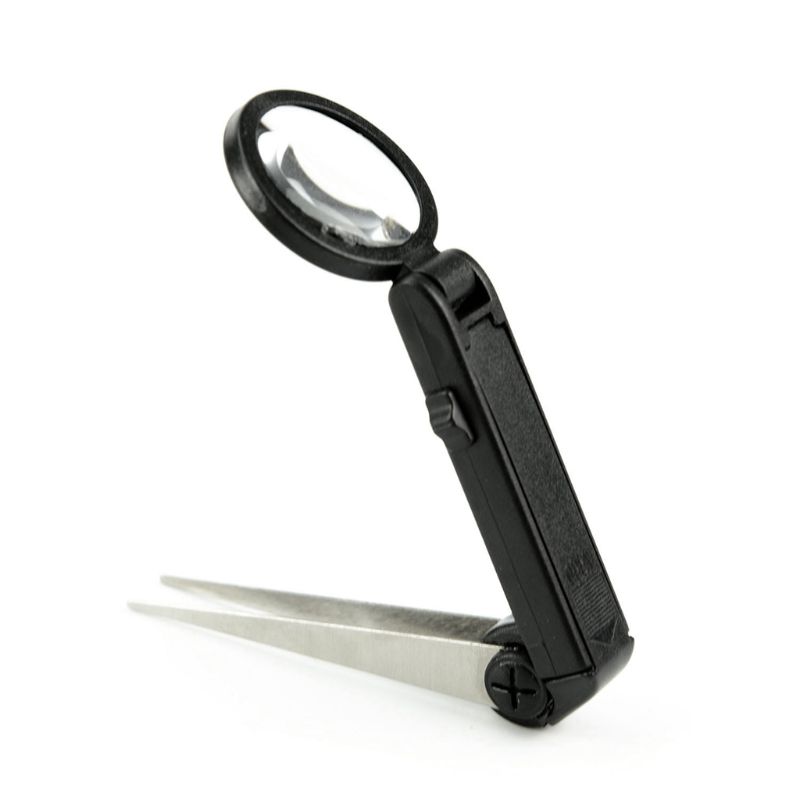 Foldable Eyebrow Tweezers Illuminated Plier Magnifier LED Clip Magnifying Glass 10X with LED Light
