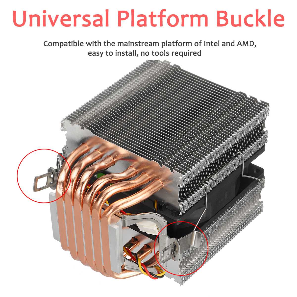 Dual Tower CPU Cooler Fan6 Heatpipe 3 Pin Single Fan Cooling Radiator Cooler Heat Sink Fan For Intel LGA 1150/1151/1155 for AMD