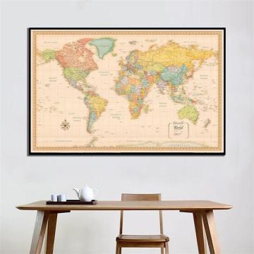 150x100cm World Map Classic Edition Non-woven Spray Map Without National Flag Vintage Posters Painting Education Office Supplies