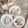 Christmas DIY Embroidery Starter Kit with Flower Pattern Embroidery Hoop Cotton Linen Cloth Thread Needlework Sewing Craft