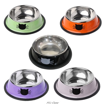 Thick Non-slip Cat Dog Food Bowl Foods Utensils Single Stainless Steel Pet Bowls for cats and puppies