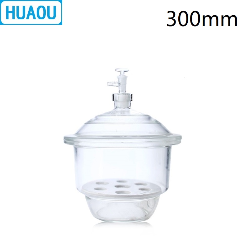 HUAOU 300mm Vacuum Desiccator with Ground - In Stopcock Porcelain Plate Clear Glass Laboratory Drying Equipment