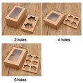 Hot 10PCS 2/4/6 Holes Kraft Paper Cupcake Packing Box Muffin Wedding Party Case Holder Box D6
