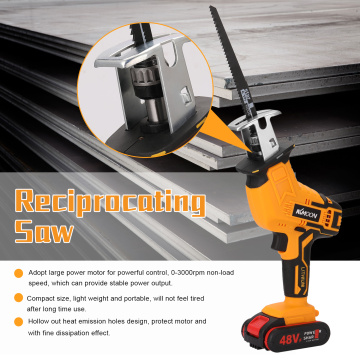 Portable Cordless Reciprocating Saws Adjustable Speed Electric Saber Saw for Cutting Wood Iron Sheet Plastic + Battery Chainsaw