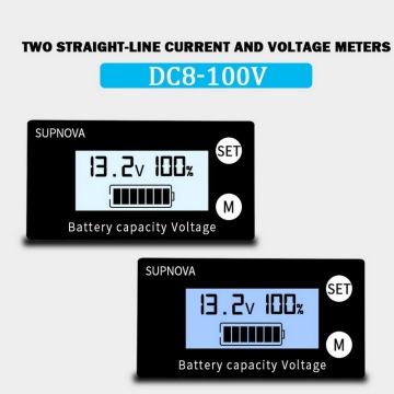 LCD Battery Capacity Monitor Indicator Voltage Meter Lead Acid Lithium LiFePO4 Car Motorcycle Voltmeter Voltage Gauge DC 8V-100V