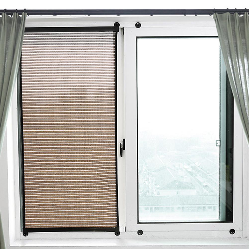 Blackout Roller Shade Curtain Breathable Wall-Mounted Sun Block Curtain Removable Drill-free Blackout Window Shade For Bedroom