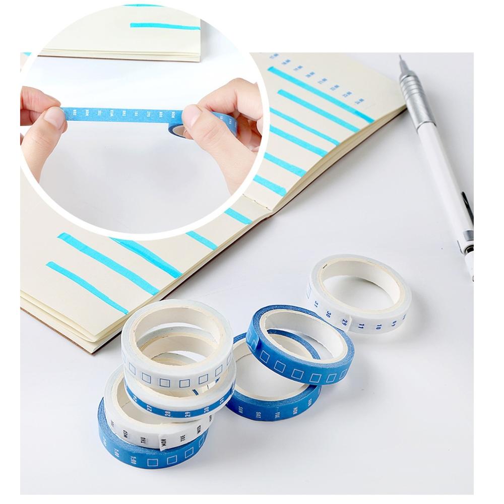 4pcs Mini Schedule Paper Washi Tape Week Date Time Check List 8mm Adhesive Masking Tapes Planner Agenda Stickers Office A6943