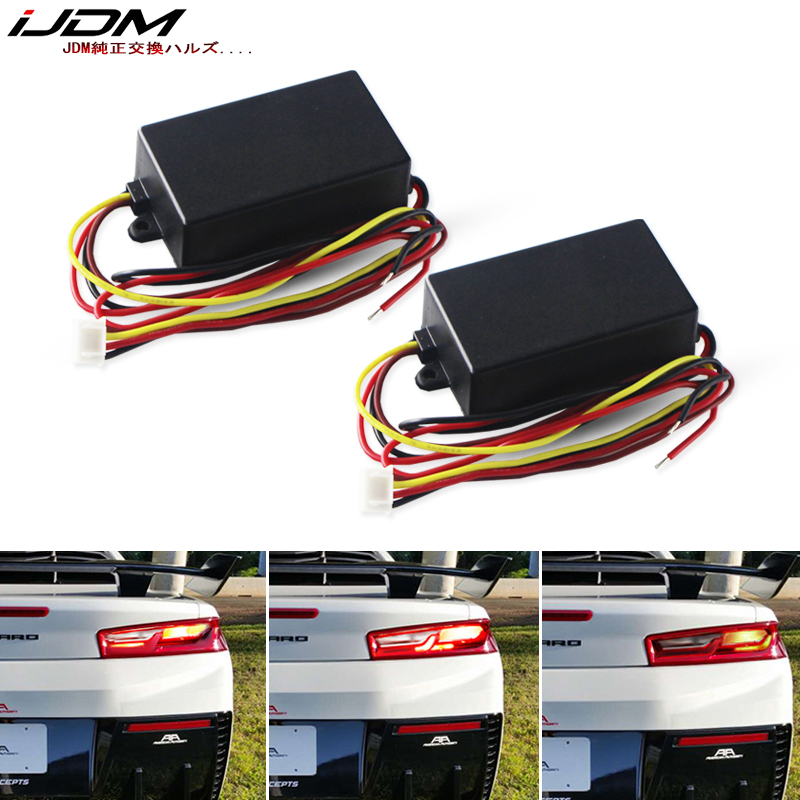 iJDM Universal 3-Step Sequential Chase Flash Module Controller For Mustang Challenger Camaro Front or Rear Turn Signal Light 12V