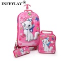 3PCS/set HOT cartoon students trolley case Lovely kids Climb stairs Luggage Travel 3D EVA stereo suitcase child pencil box gift