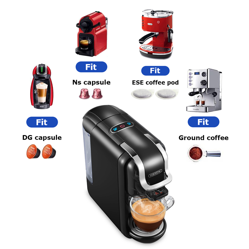 HiBREW 19Bar 4in1 Multiple Capsule Expresso Coffee Machine DolceGusto Milk Capsule Nespresso ESEpod Ground Coffee CompatibleH2