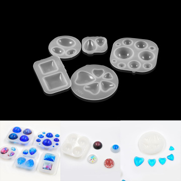 1pcs Heart Cabochon Silicone Molds UV Epoxy Resin Mold Round Square Patch Moulds For DIY Handicraft Charms Jewelry Making
