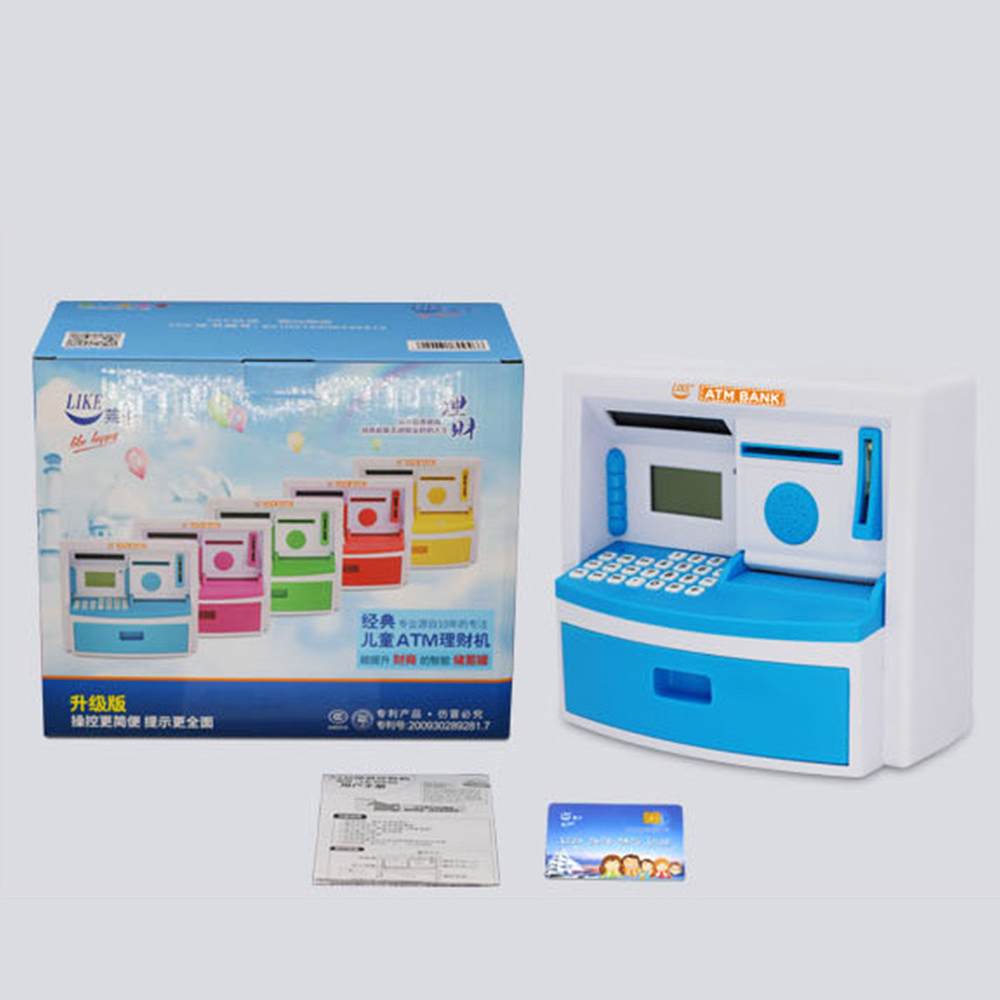 Electronic ATM Bank Toy Multifunctional Money Saving Box with Voice Guidance LCD ATM Card Alarm Clock Children Gift Present