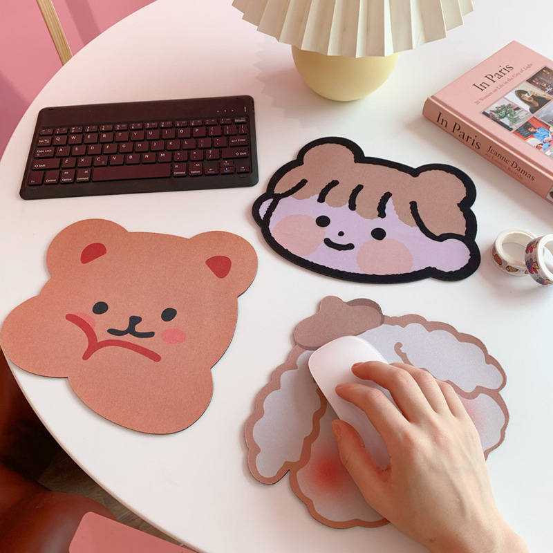 Korean Ins Cartoon Computer Mouse Pad Cute Bear Dog Girl Mini Office Desk Mat PVC Portable Antiskid Kawaii Creative Photo Props