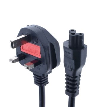 1.5M 5ft C5 Cloverleaf Lead to 3 Pin AC UK Plug Power Cable,UK standard C5 Micky Power Lead Cord PC Monitor Black