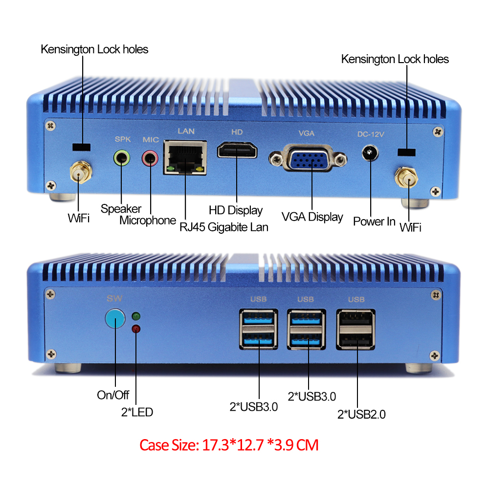 EGLOBAL Fanless Nuc Desktop Computer Intel Core i5 7200U i3 7100U DDR4 Barebone Mini PC Linux HD Graphics 4K VGA Wifi