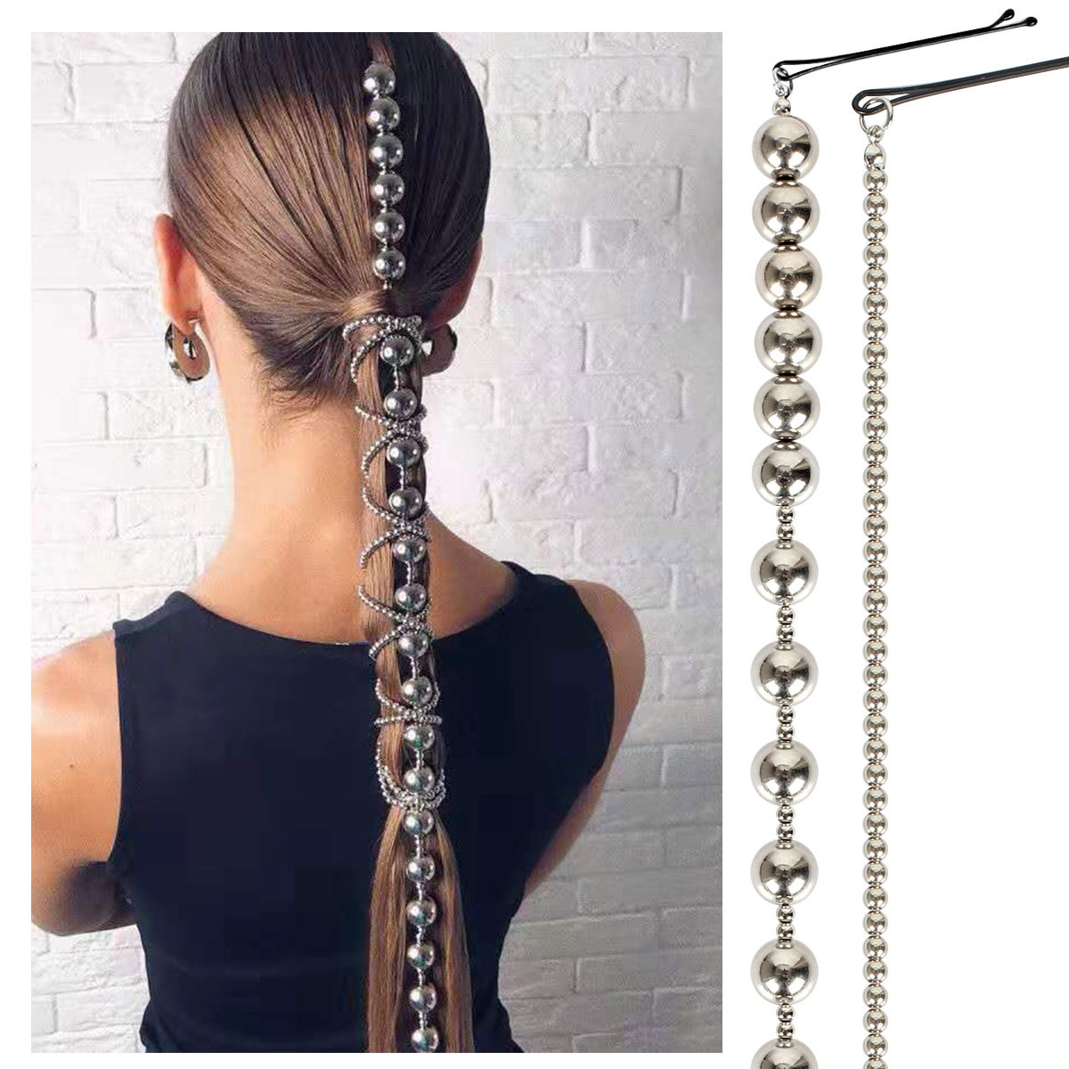 Fashion Bohemian Hair Accessories For Women Pins Headband Silver Color Round Bridal Wedding Hair Chain Jewelry Headwear