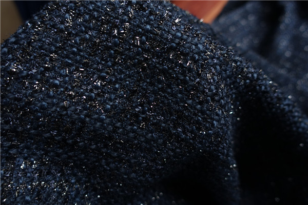 Free ship navy with shinning line weaved tweed fabric price for 1 meter