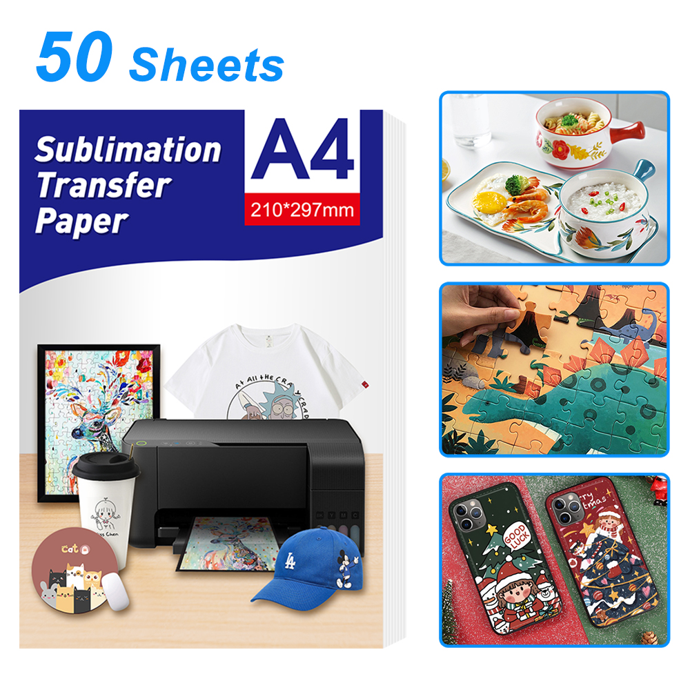 UniPlus 50 Sheets A4 Sublimation Heat Transfer Paper for Inkjet Printer DIY Clothes Bag Mug Cup Ceramics Thermal Transfer Paper