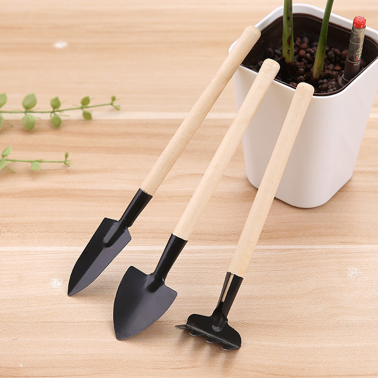 3pcs/1Set New Arrival Mini Garden Tools Small Shovel Rake Spade Wood Handle Metal Head Garden Tools