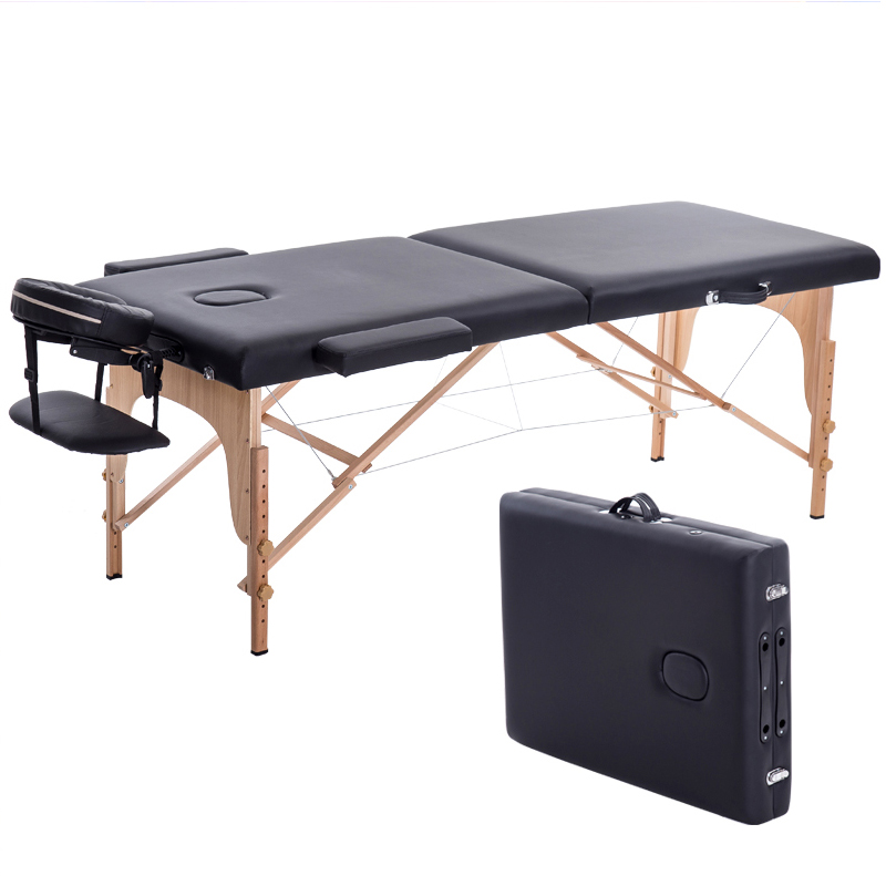 Folding Beauty Bed 180cm length 60cm width Professional Portable Spa Massage Tables Foldable with Bag Salon Furniture Wooden