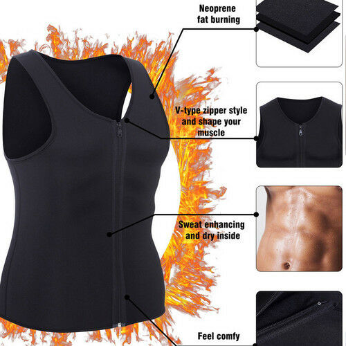 Plus Size Men's Sweat Vest Body Shape Thermo Slimming Sauna Suit Weight Loss Shapewear Ultra Neoprene Tight-fitting Trainer