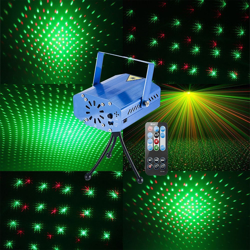 LED Laser Lights Disco Projector Stage Light Effect DJ Voice-activated Light Party Wedding Christmas Deco with Remote