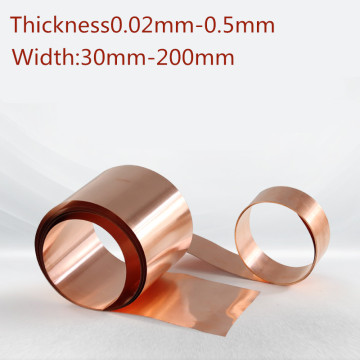 T2 1meter 0.02-0.5mm Thickness Copper Strip Thin Copper Foils Grounding Belt Red Purple Copper Sheets Conductive Roll