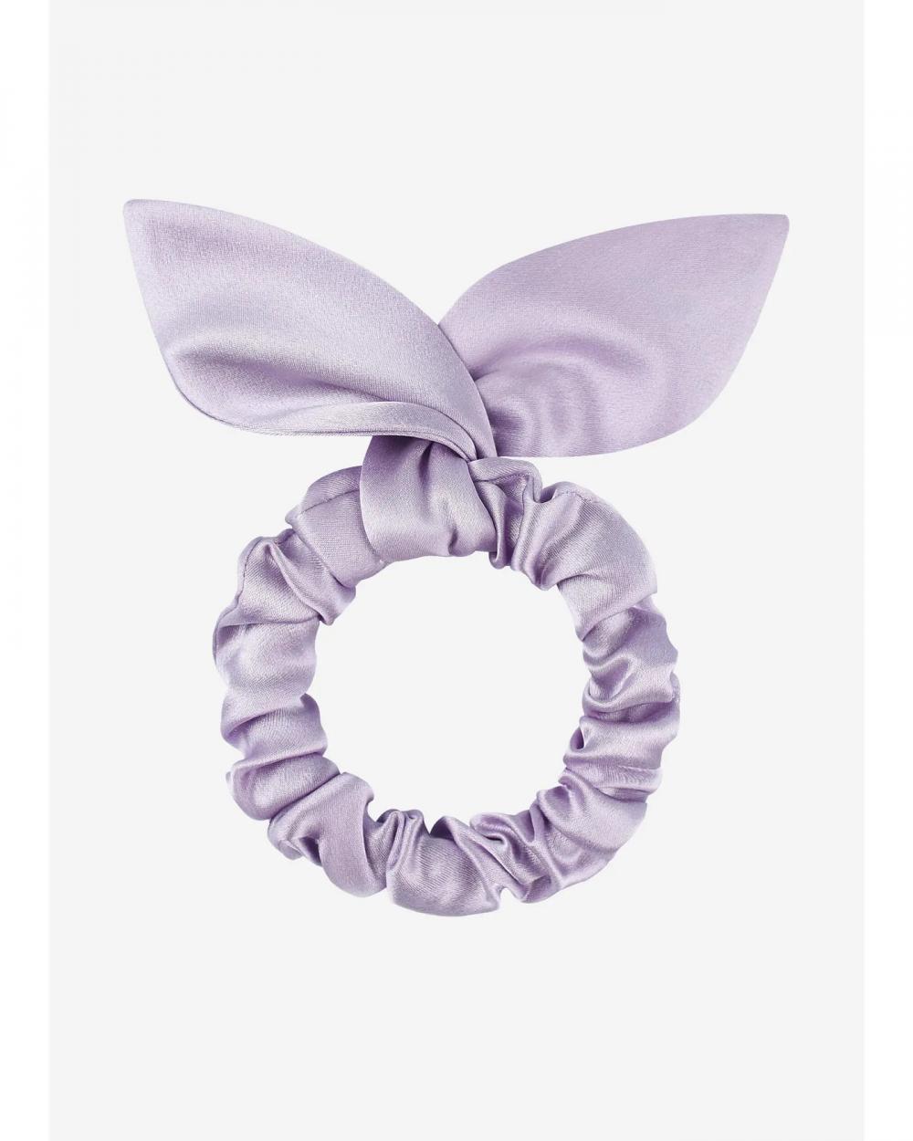 Cute Bunny Ears Silk Scrunchie Hair Elastic Scrunchies Bow Ponytail Holder Bobbles Soft Elegant for Women Hair Ties with Ribbon