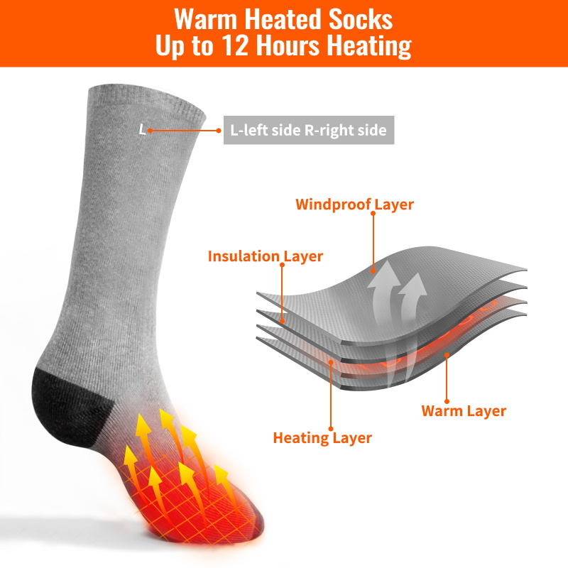 Men Electric Heated Socks Women Winter Warm Stocking Washable USB Heating Sock With 2 Battery Outdoor Skiing Cycling Sport Socks