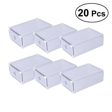 20PCS Plastic Crate Storage Clear Drawer Shoe Box Stackable Foldable Shoes Case Home Wardrobe Thicken Shoebox Size 31*20*11