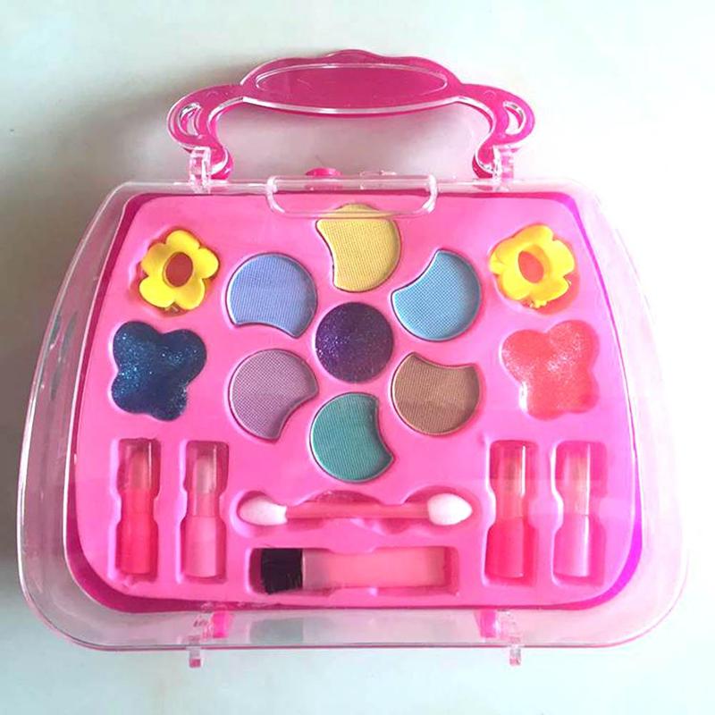 Princess Makeup Set For Kids Cosmetic Girls Gift Kit Eyeshadow Lip Gloss Blushes Girl Carrying Box Play House Toy