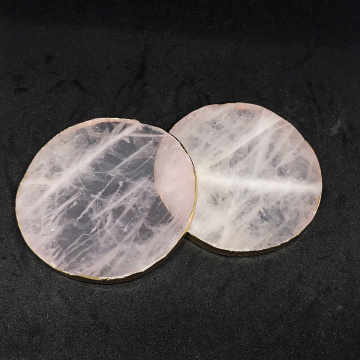 1pc Natural Crystal Pink Coffee Coaster Cup Mats Pads Platter Quartz Clear Rose Waterproof Desktop Non-slip Pad Table Decoration