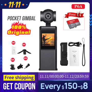 P6A Pocket Gimbal Motion Camera 3-axis Stabilized Handheld Camera Smartphone 4K 60fps Video VS DJI Osmo Pocket feiyu pocket Fimi