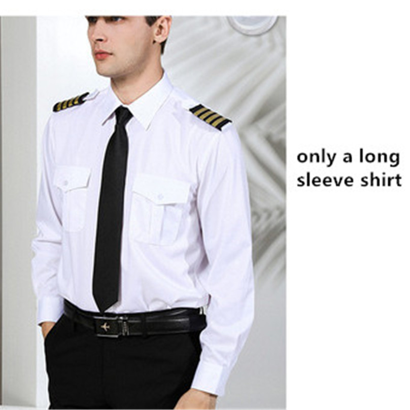 Captain Navy Costume Air Force White Shirt Male Nightclub Aviation Airline Pilot Flight Attendant Uniform For Officer Cosplay