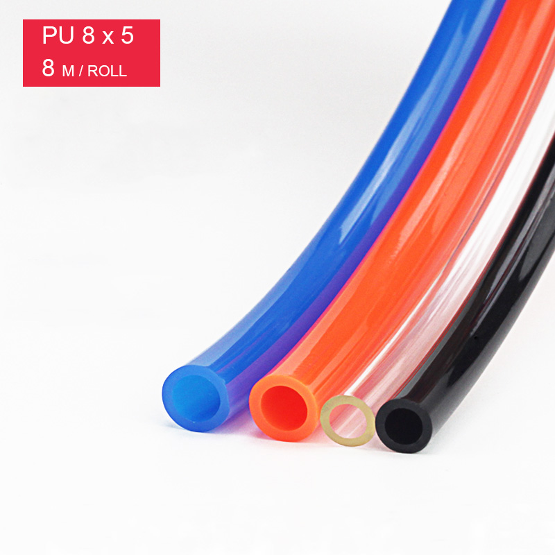 Free shipping 8*5mm PU hose 8M/roll for air & water luchtslang air hose Pneumatic parts pneumatic hose ID 5mm OD 8mm