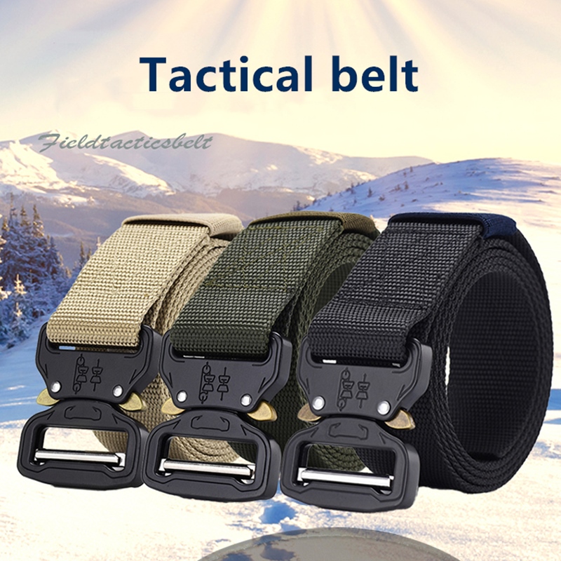 145CM Military Belt Tactical Army Belts Outdoor Nylon Adjustable Alloy Automatic Metal Buckle Black Hunting Belt Men
