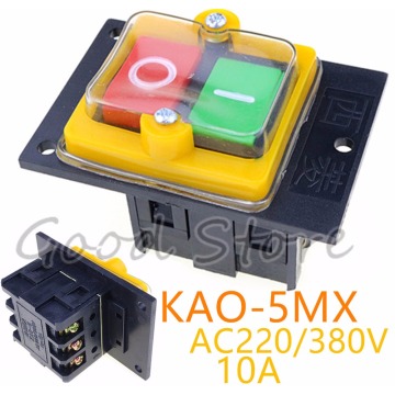 1PCS KAO-5MX 10A 380V for Cutting Machine Bench drill Switch Waterproof Push Button Switch Power On/ Off Switch KAO-5