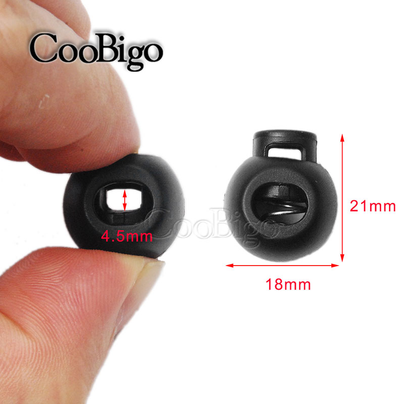 20pcs Plastic Black Cord Lock Stopper Round Ball for sportswear shoelace Rope Backpack DIY Craft Parts Accessories