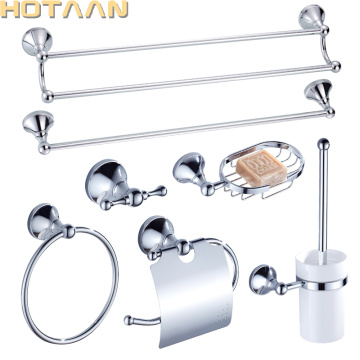 Chrome Plated Brass Made Wall Mount Bath Hardware Sets Towel Bar Robe hook Paper Holder Square Bathroom Accessories Set