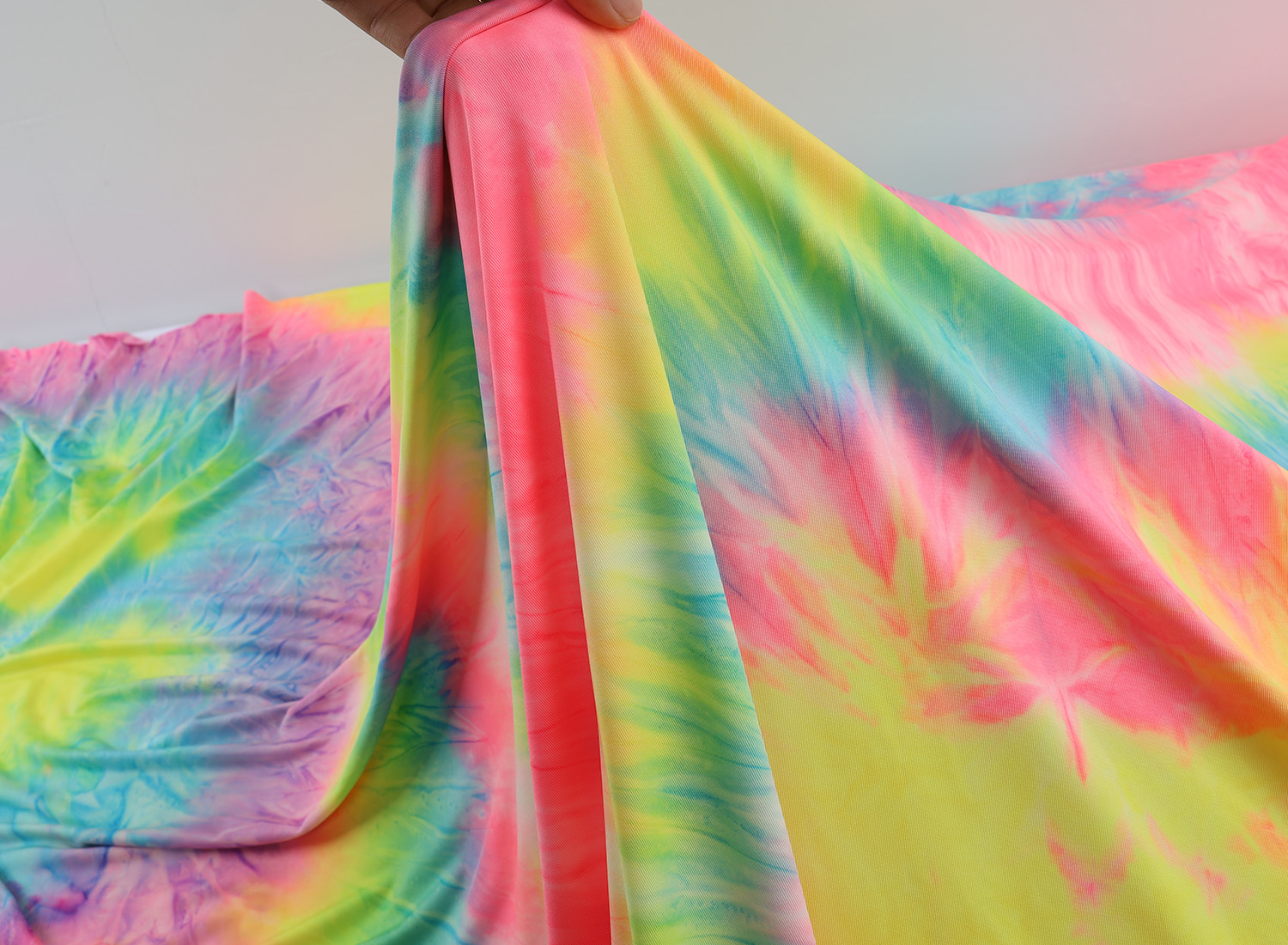 Rainbow Tie Dye Spandex Stretch Lycra Fabric Knit for Dancer Swimwear Sold By The Yard